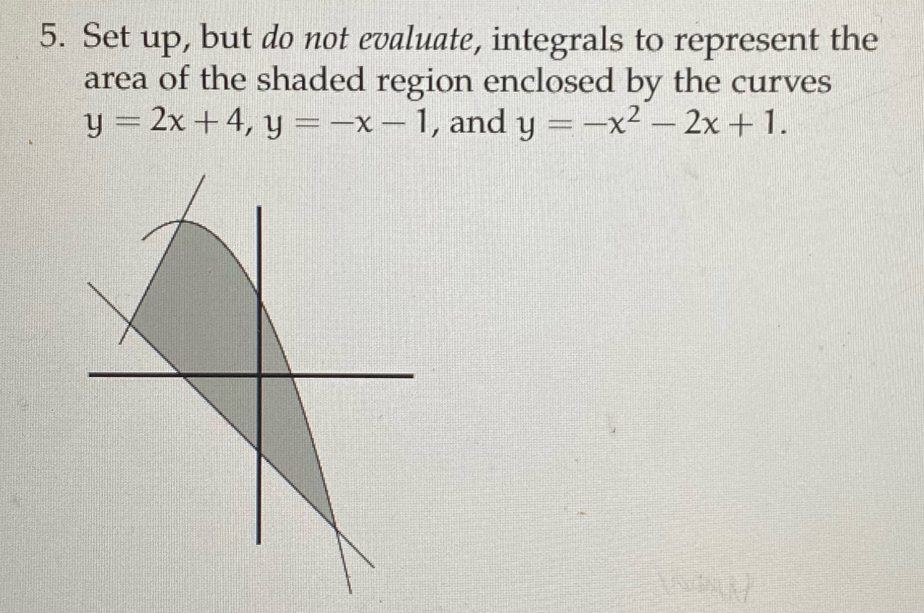 area of the shaded region enclosed by the curves y = 2x
