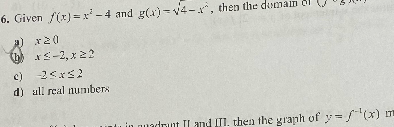 , then the domain of () 6/\\ x 20 b x 5