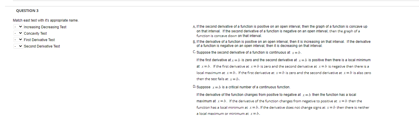 Test v Concavity Test v First Derivative Test v Second Derivative Test