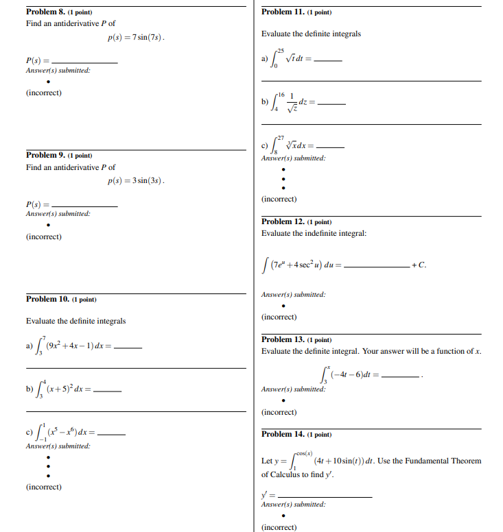 Problem 2. (1 point) Find an antiderivative G of g (z) =