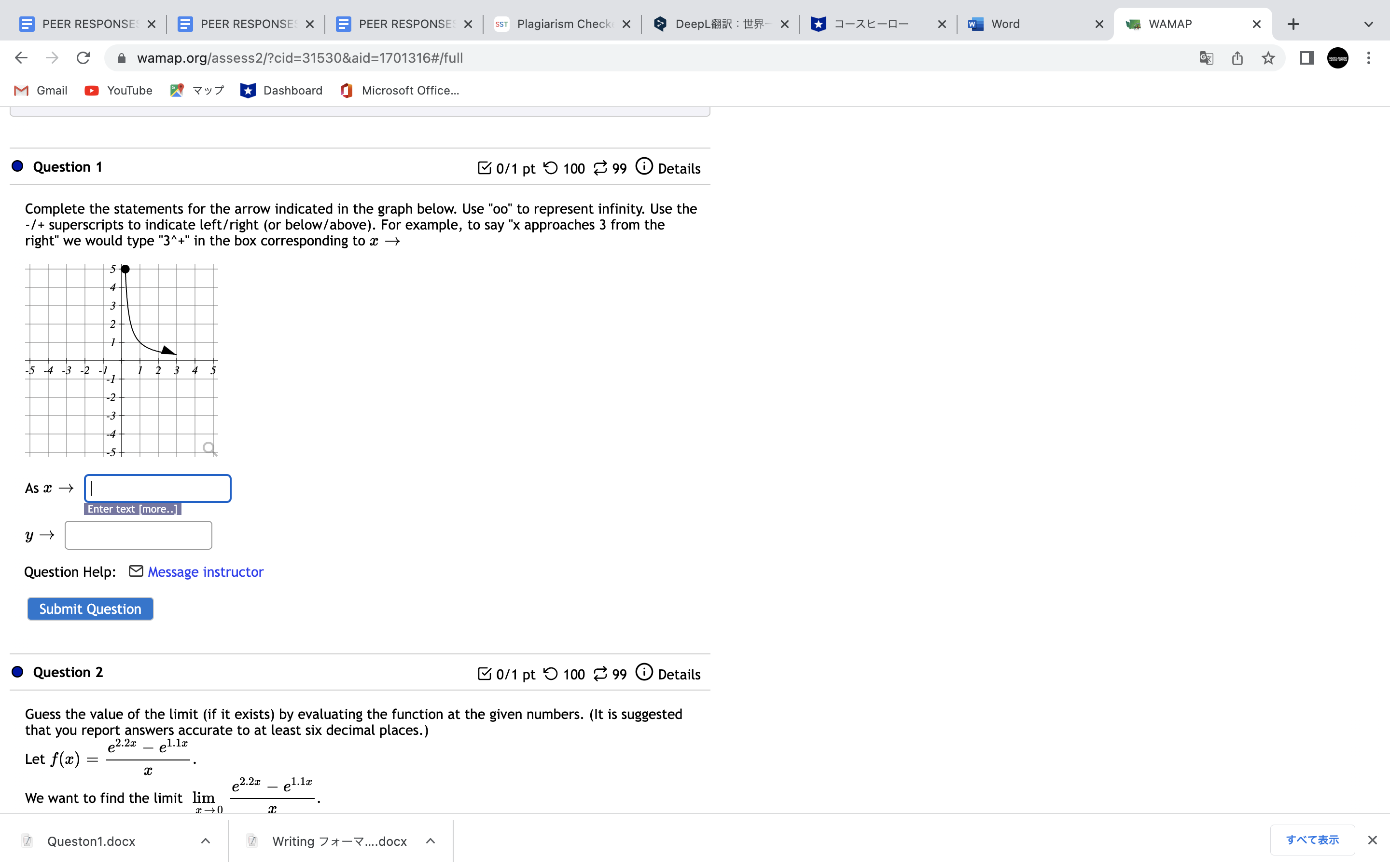 superscripts to indicate left/right (or below/above). For example, to say "x approaches
