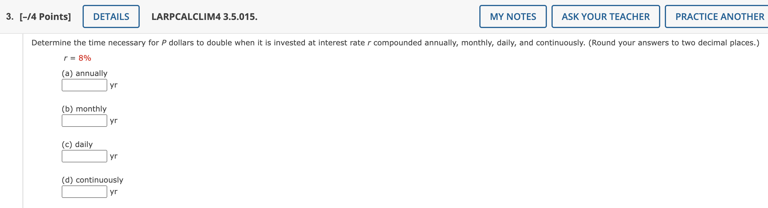 in exponential form. In = -0.223... 5 O 4 e = -0.223.