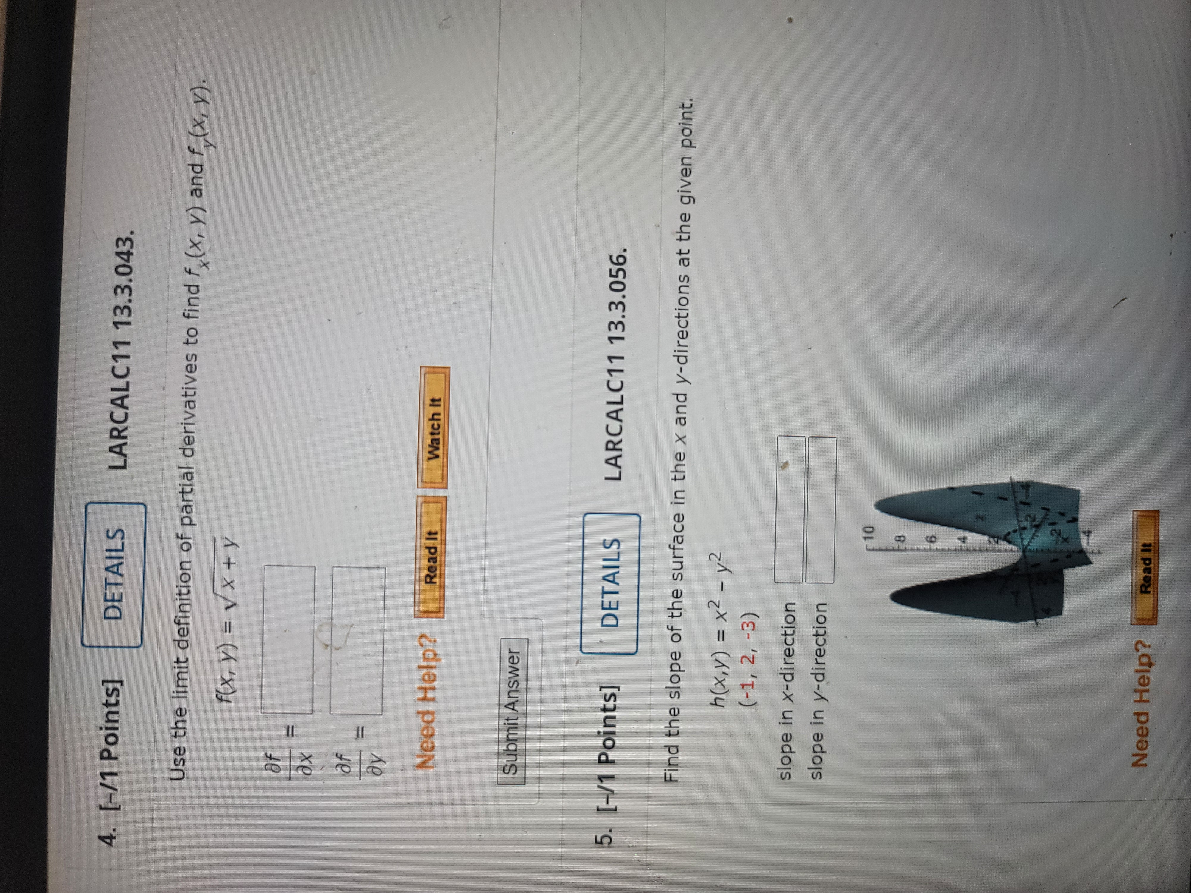the limit definition of partial derivatives to find f (x, y) and