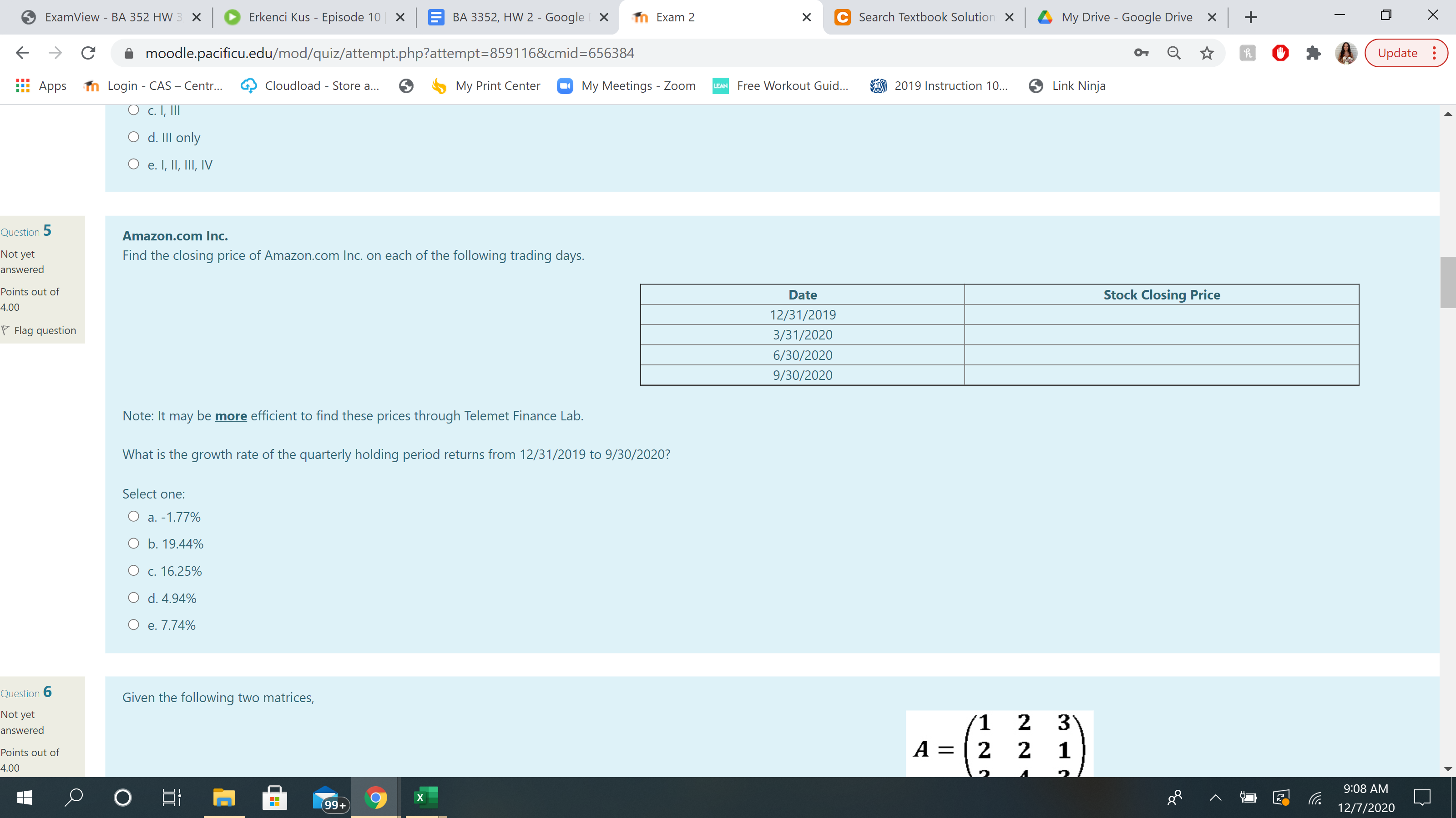  please answer question 6 and 5 5 ExamView - BA 352