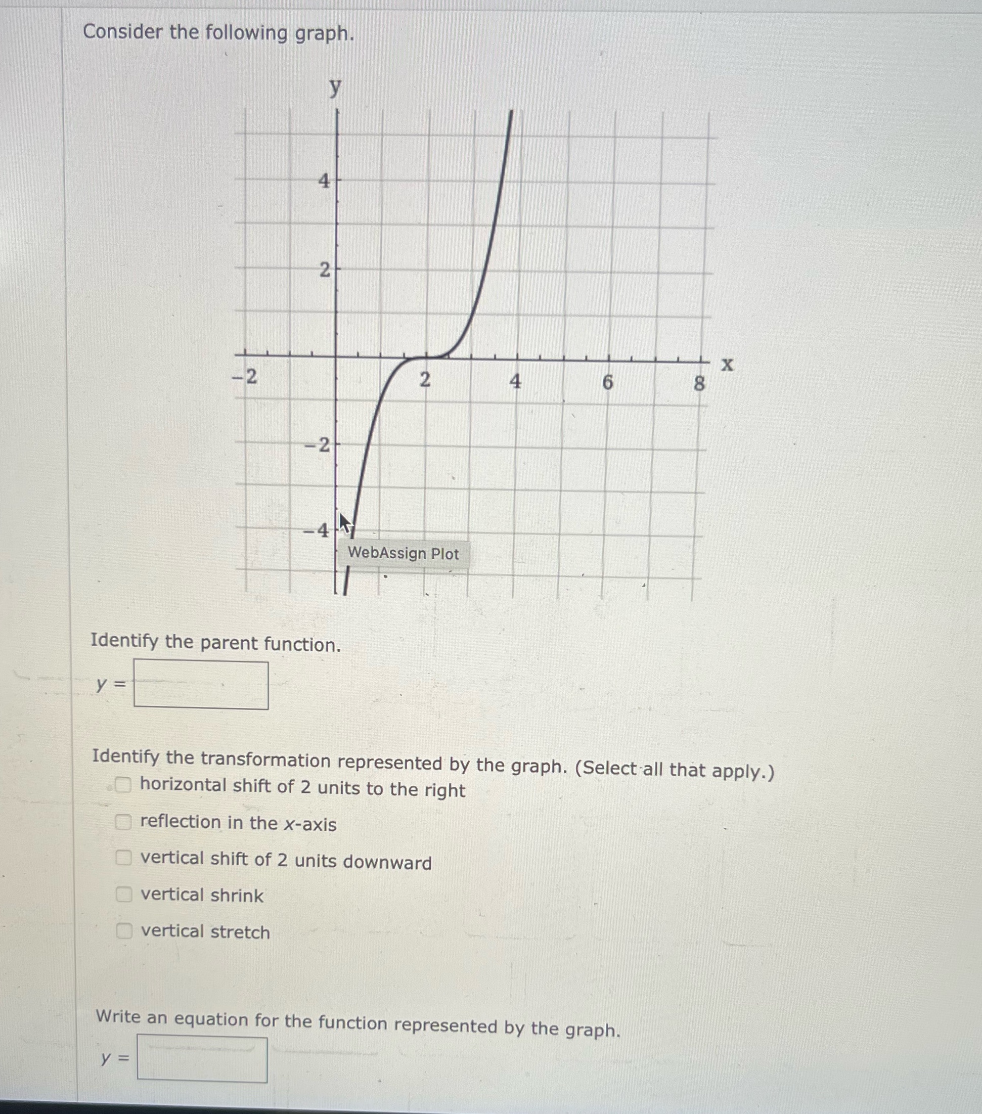  Answer Consider the following graph. 4 X 2 4 6 8