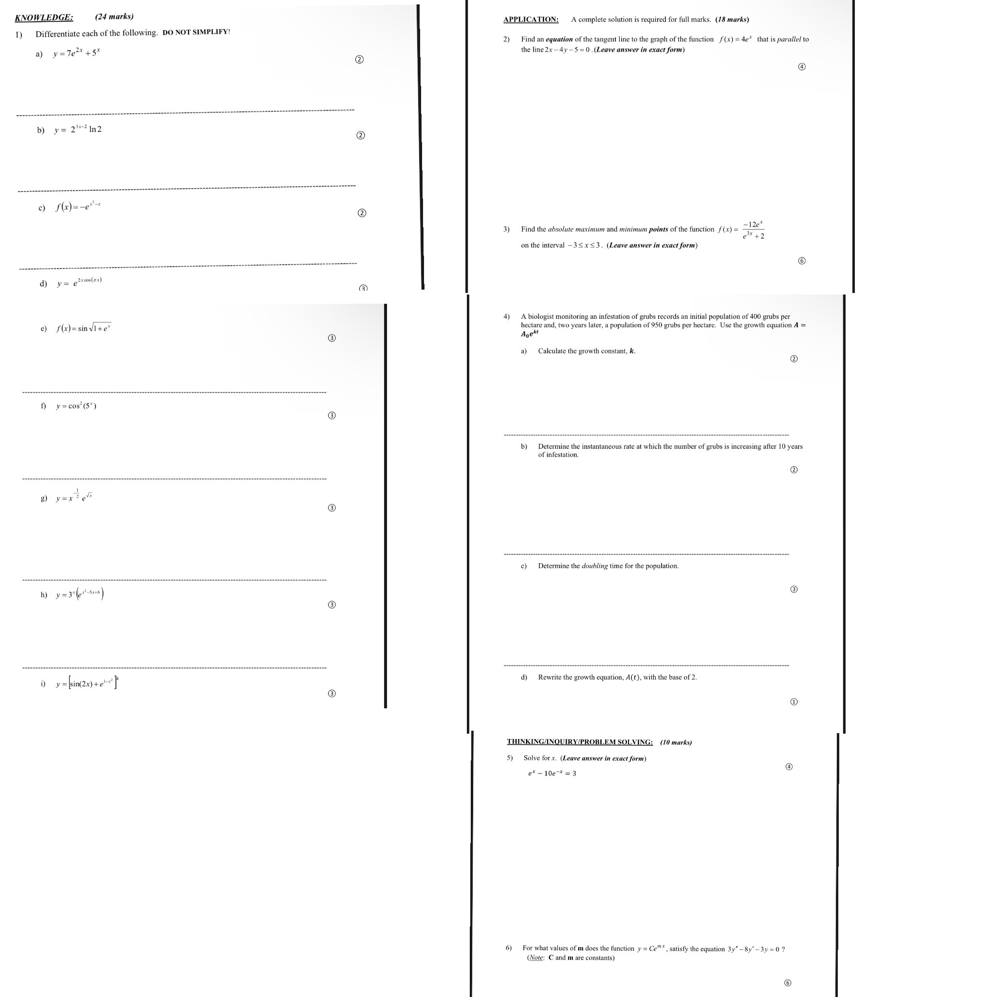  Please help KNOWLEDGE: (24 marks) APPLICATION: A complete solution is required