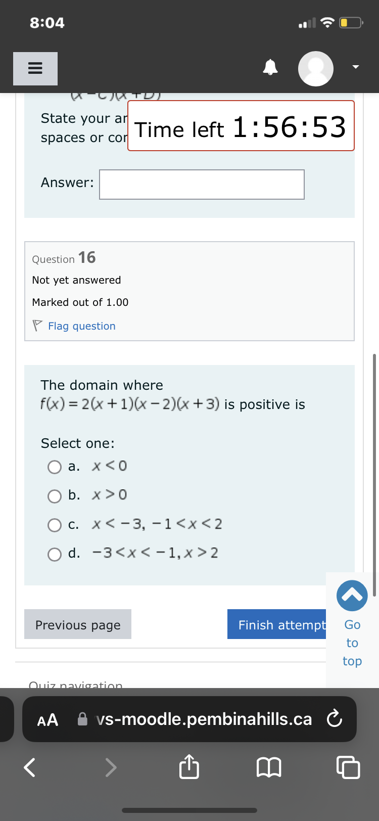 (Do not include spaces or commas) Answer: AA A vs-moodle.pembinahills.ca C m8:04