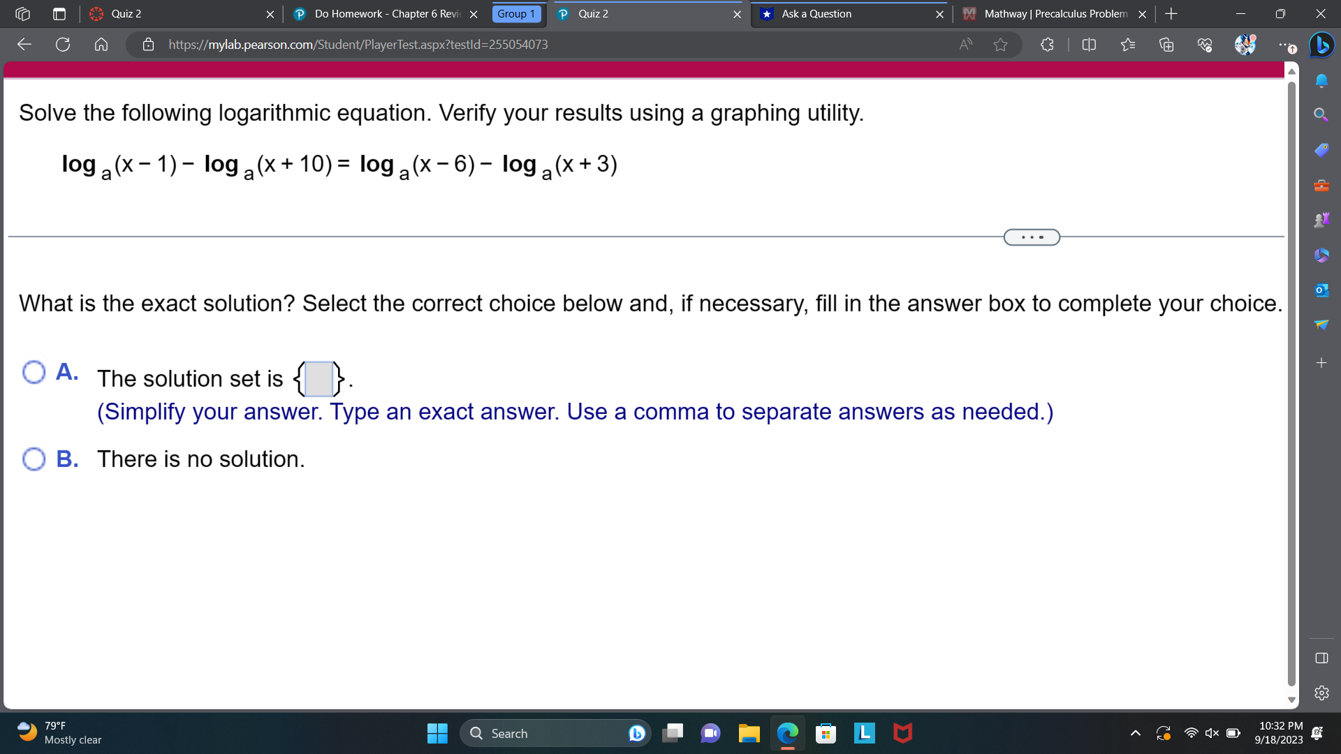using a graphing utility. O. log a (X - 1) - log