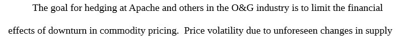 The goal for hedging at Apache and others in the O&G industry