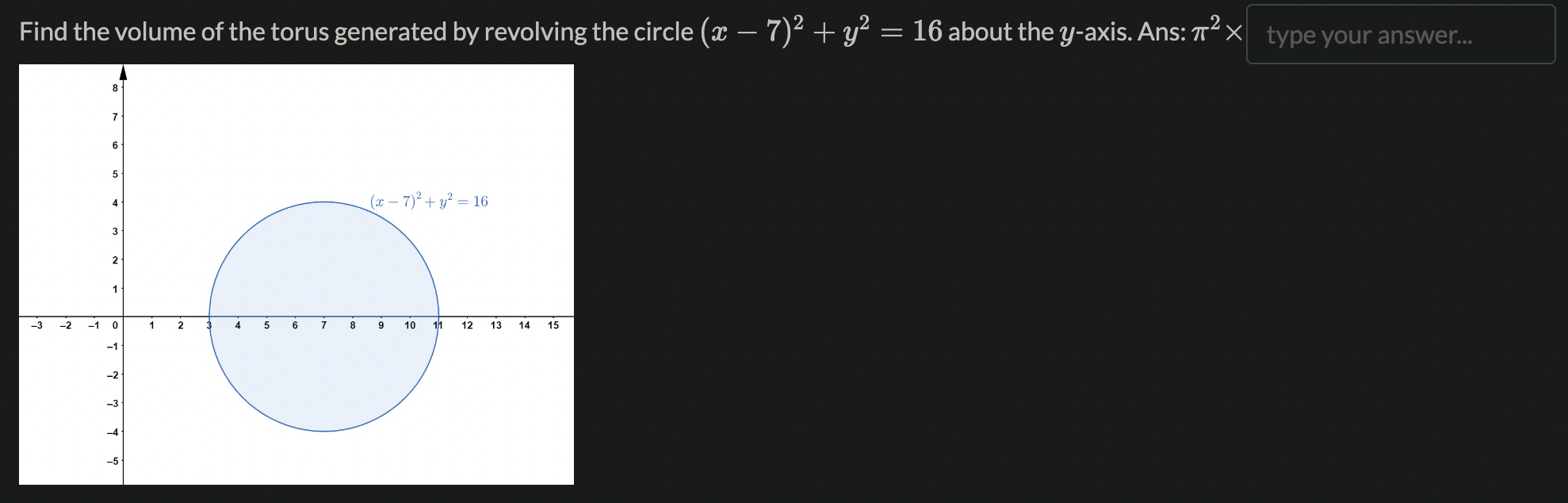 in the graph shown is to be revolved about the m-axis to