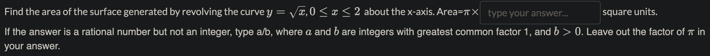 of integrals: Using the choose your answer... V , the volume is