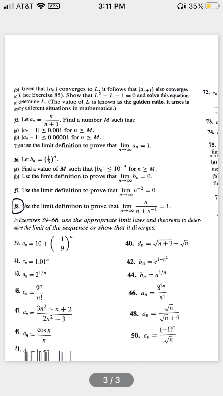 a Sequence We say L and write lim an = L or