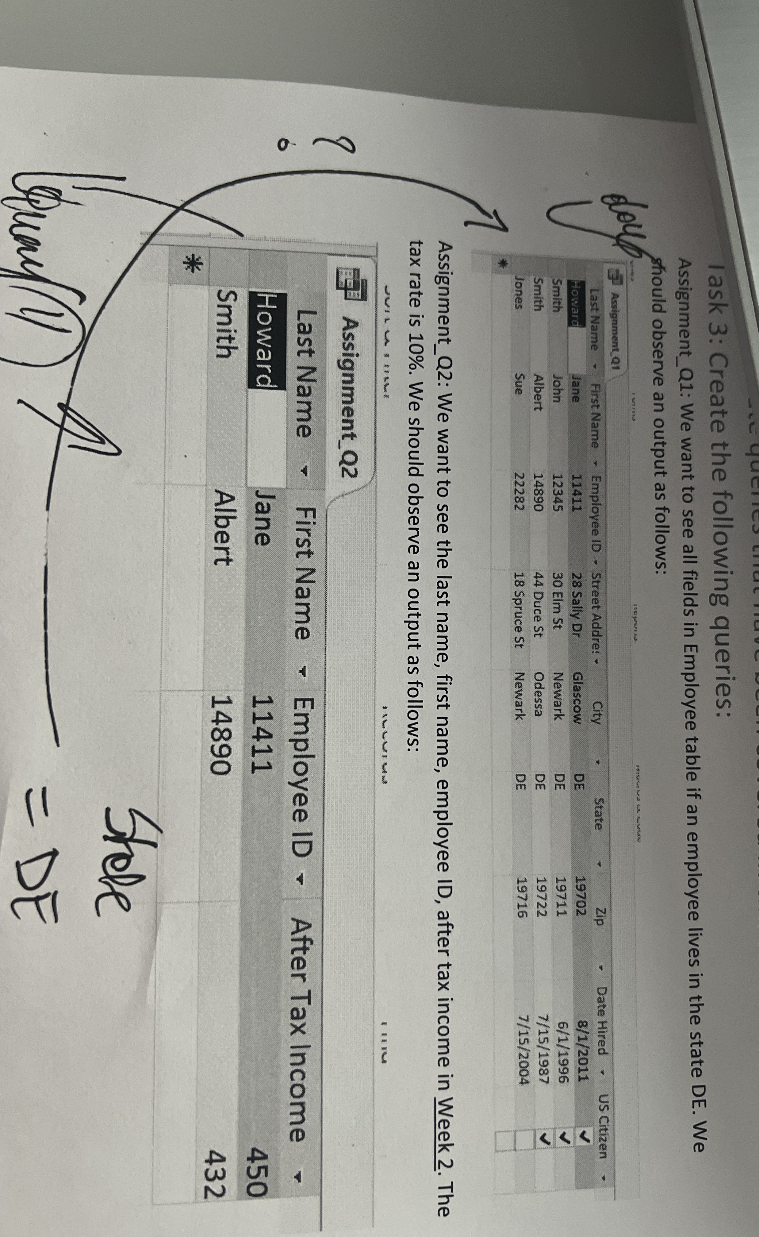 lask 3: Create the following queries: Assignment_Q1: We want to see