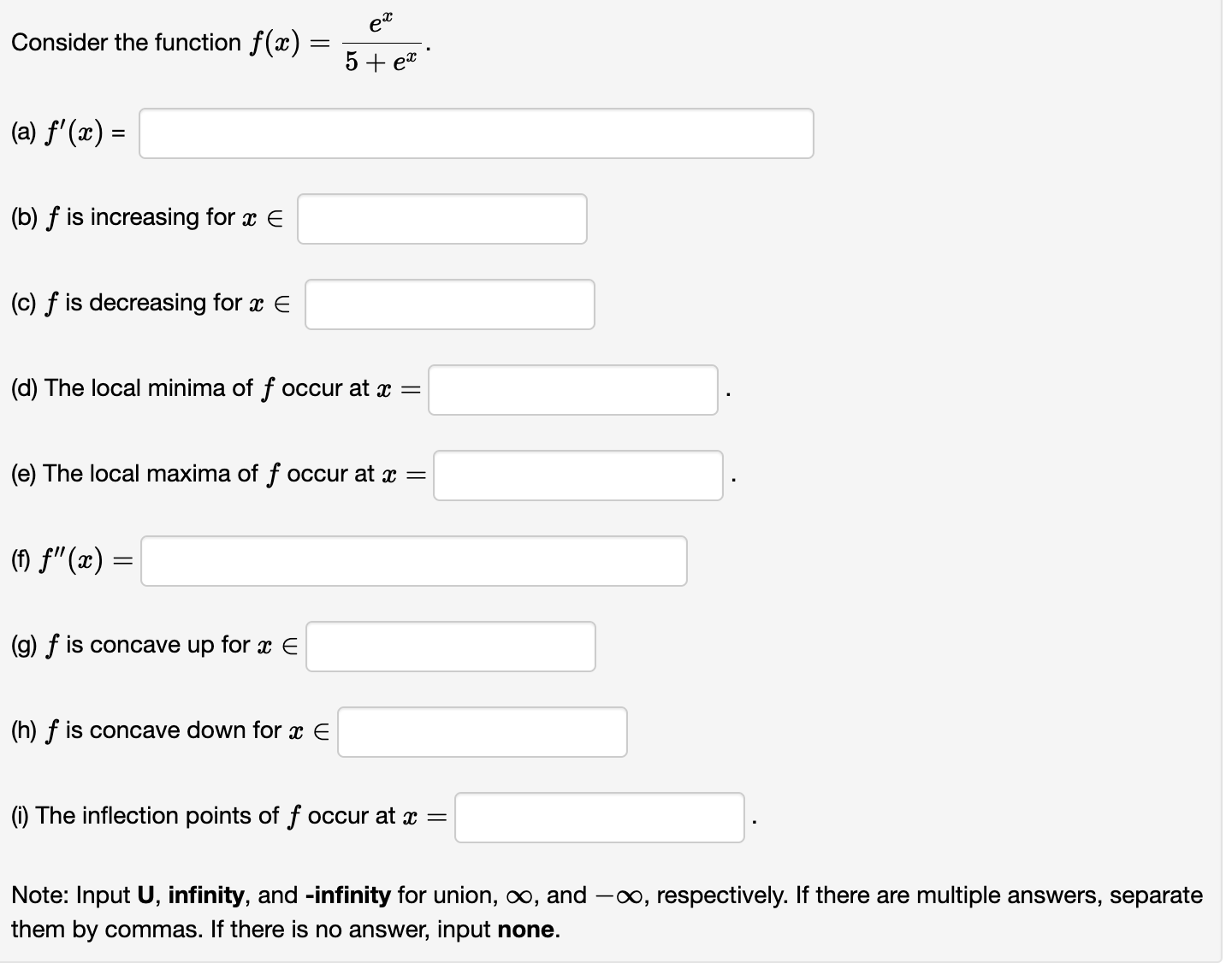for a: E (e) f is concave down for a: E Note: