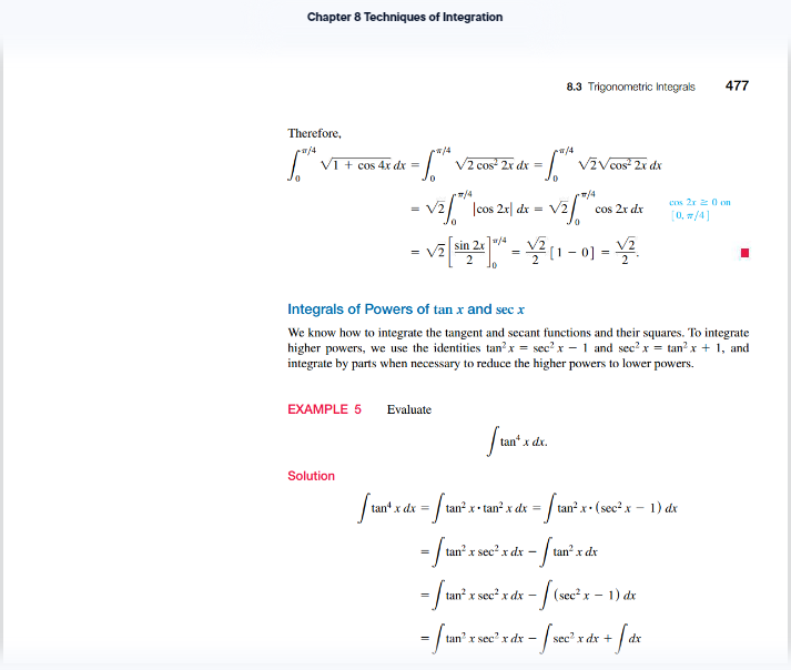 8.2 reading assignment for reference. These powers of tangent and secant can