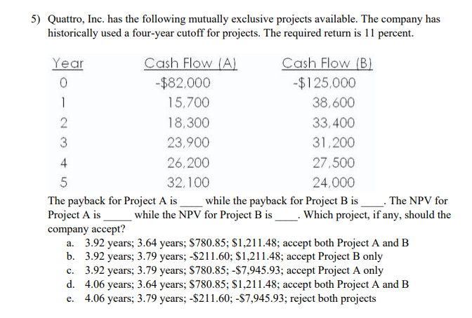 return is 1 1 percent. g Cosh Flow [Al Cosh Flow {B}