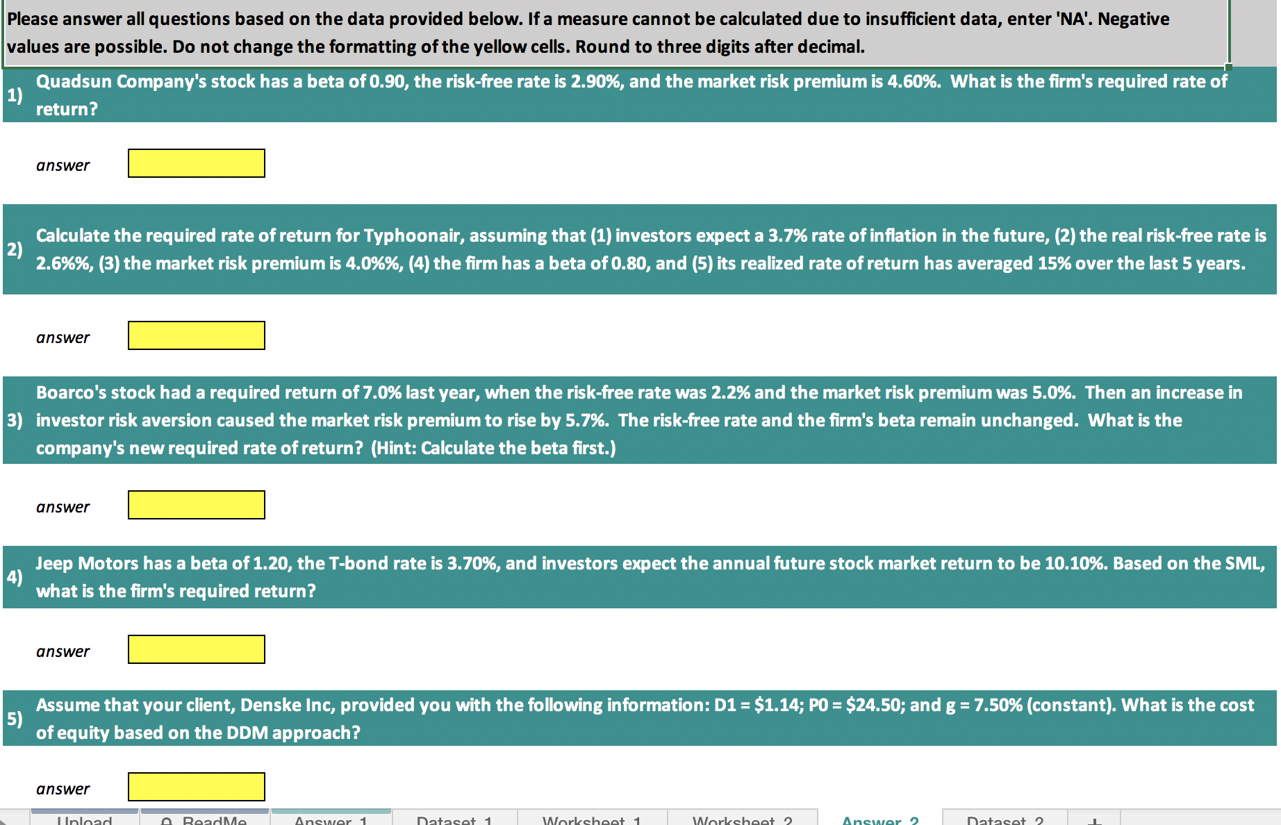  Please answer all questions based on the data provided below. If