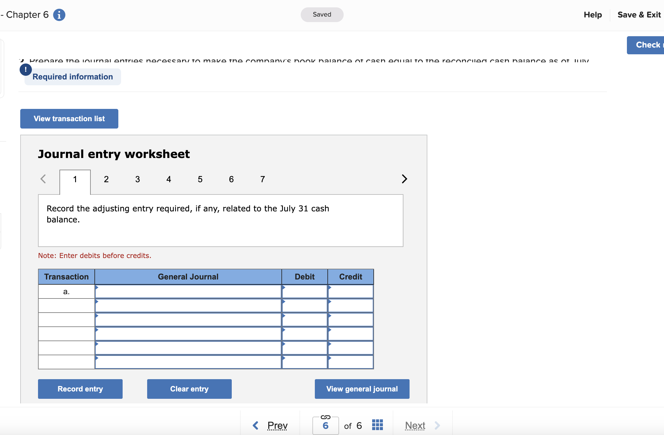 Journal entry worksheet Record the adjusting entry required, if any, related