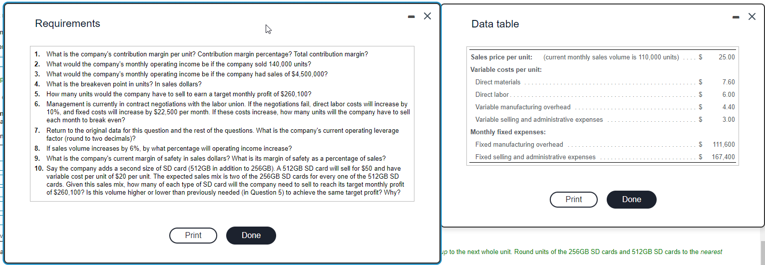 margin percentage? Total contribution margin? Begin by identifying the formula. = Contribution