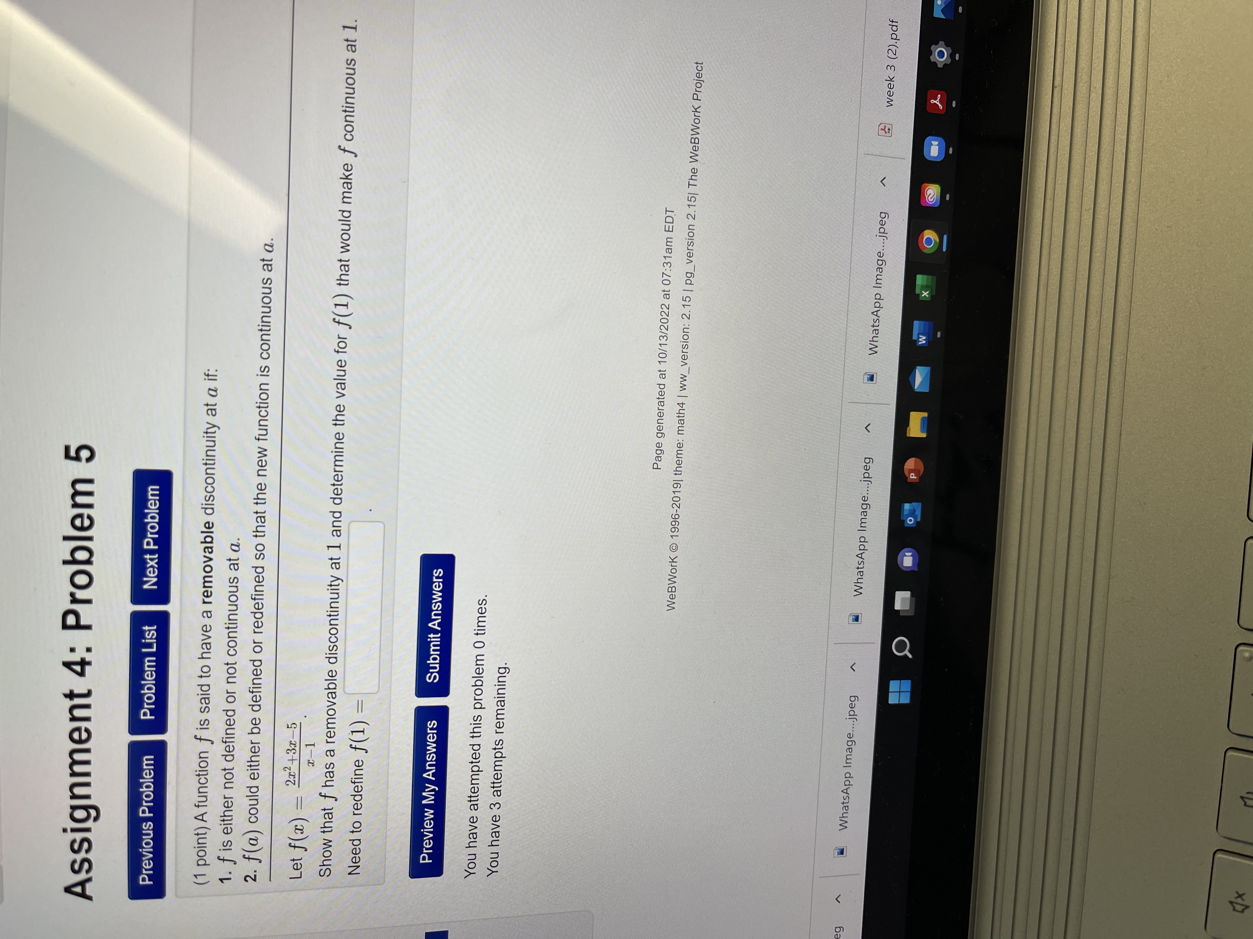  Assignment 4: Problem 5 Previous Problem Problem List Next Problem (1