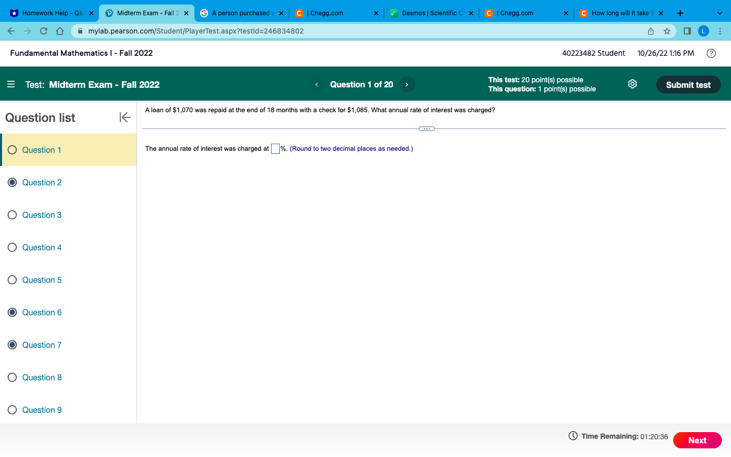  * Homework Help - Q& x P Midterm Exam - Fall