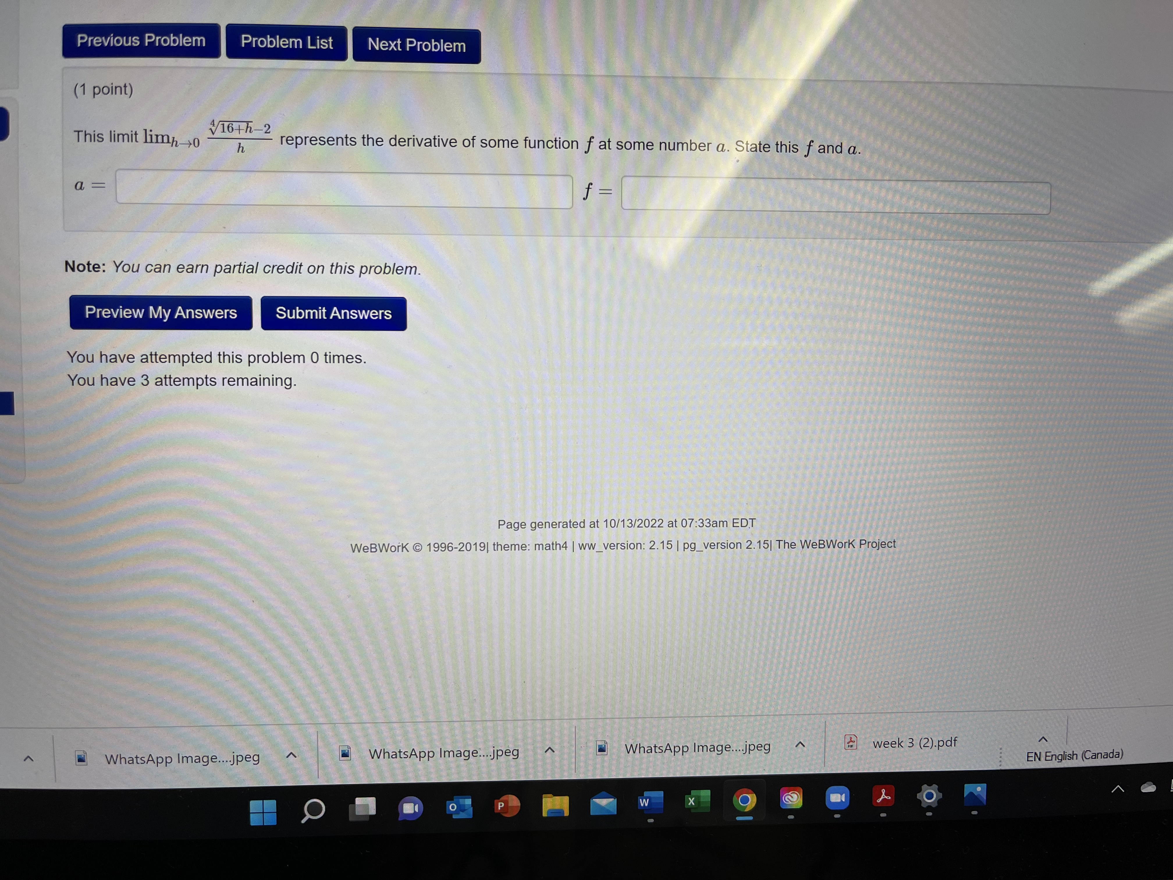  Previous Problem Problem List Next Problem (1 point) This limit limp-+0