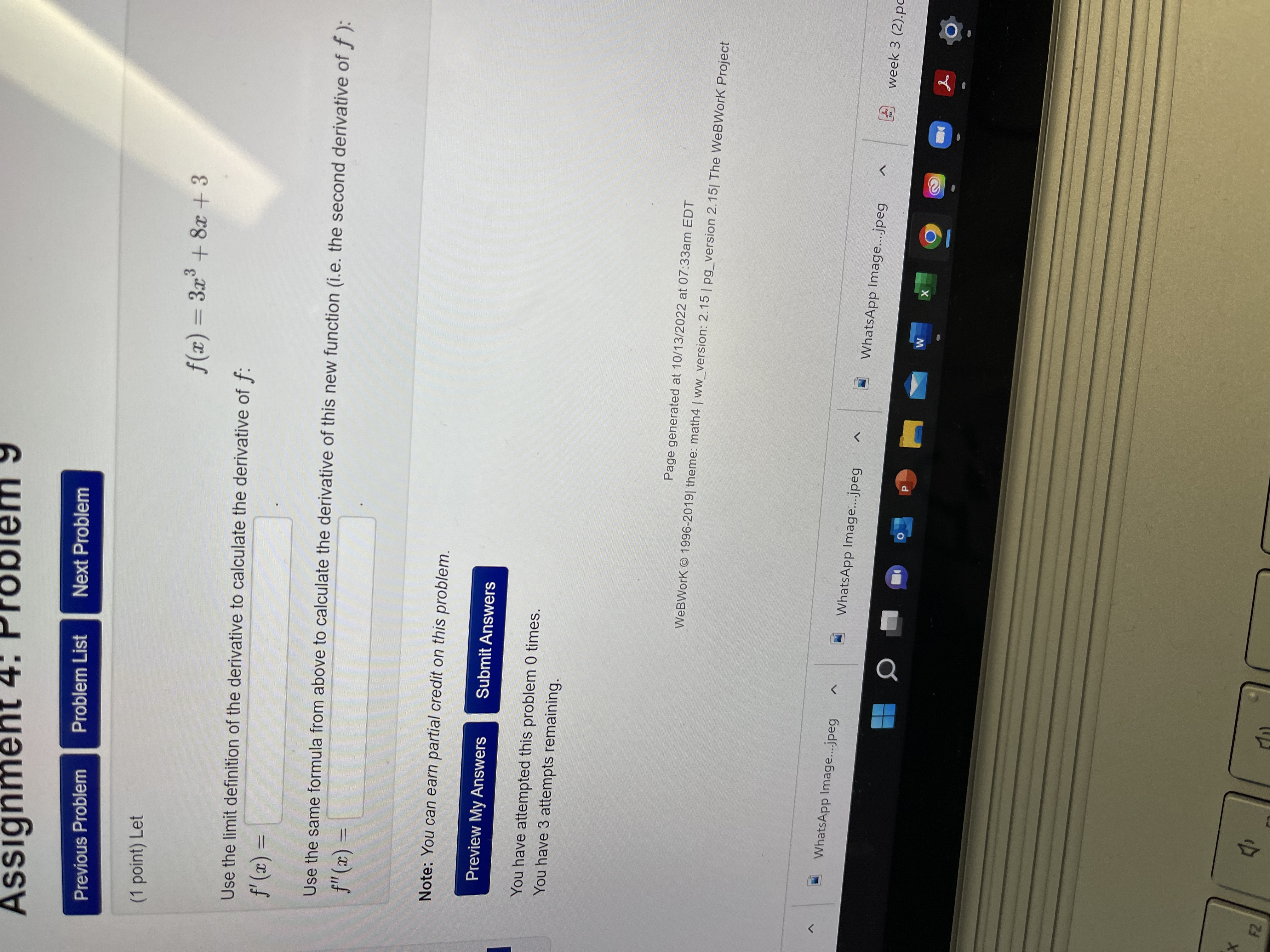 have attempted this problem 0 times. You have 3 attempts remaining. Page
