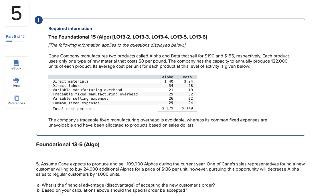 information applies to the questions displayed below.] Cane Company manufactures two products