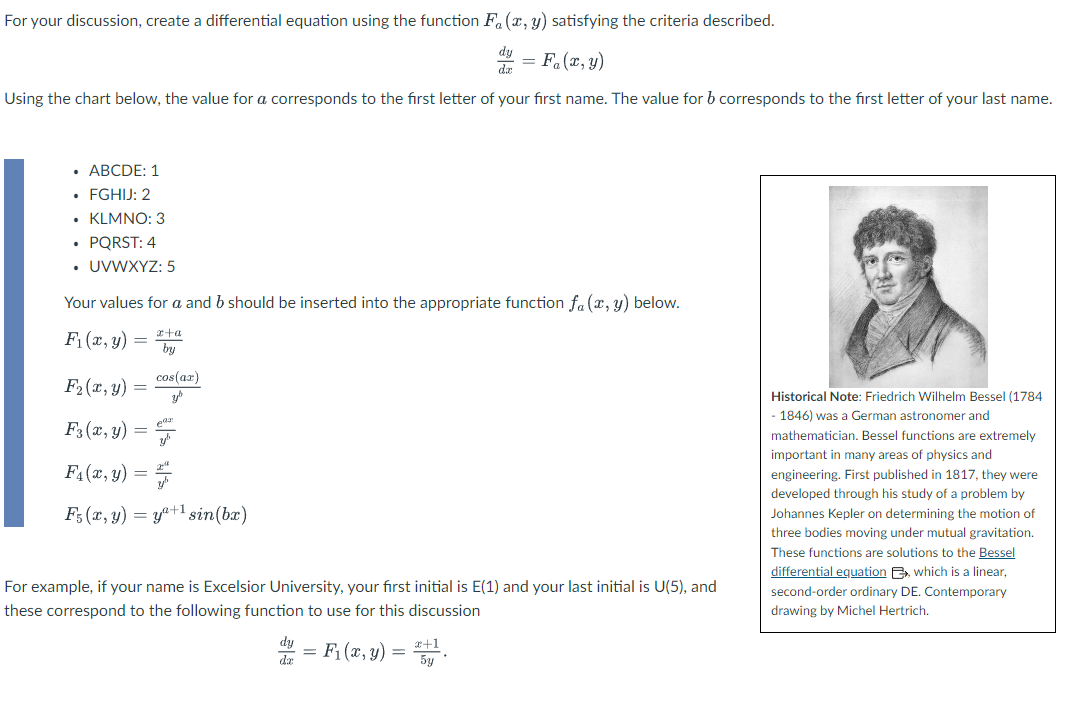  For your discussion, create a differential equation using the function Fo