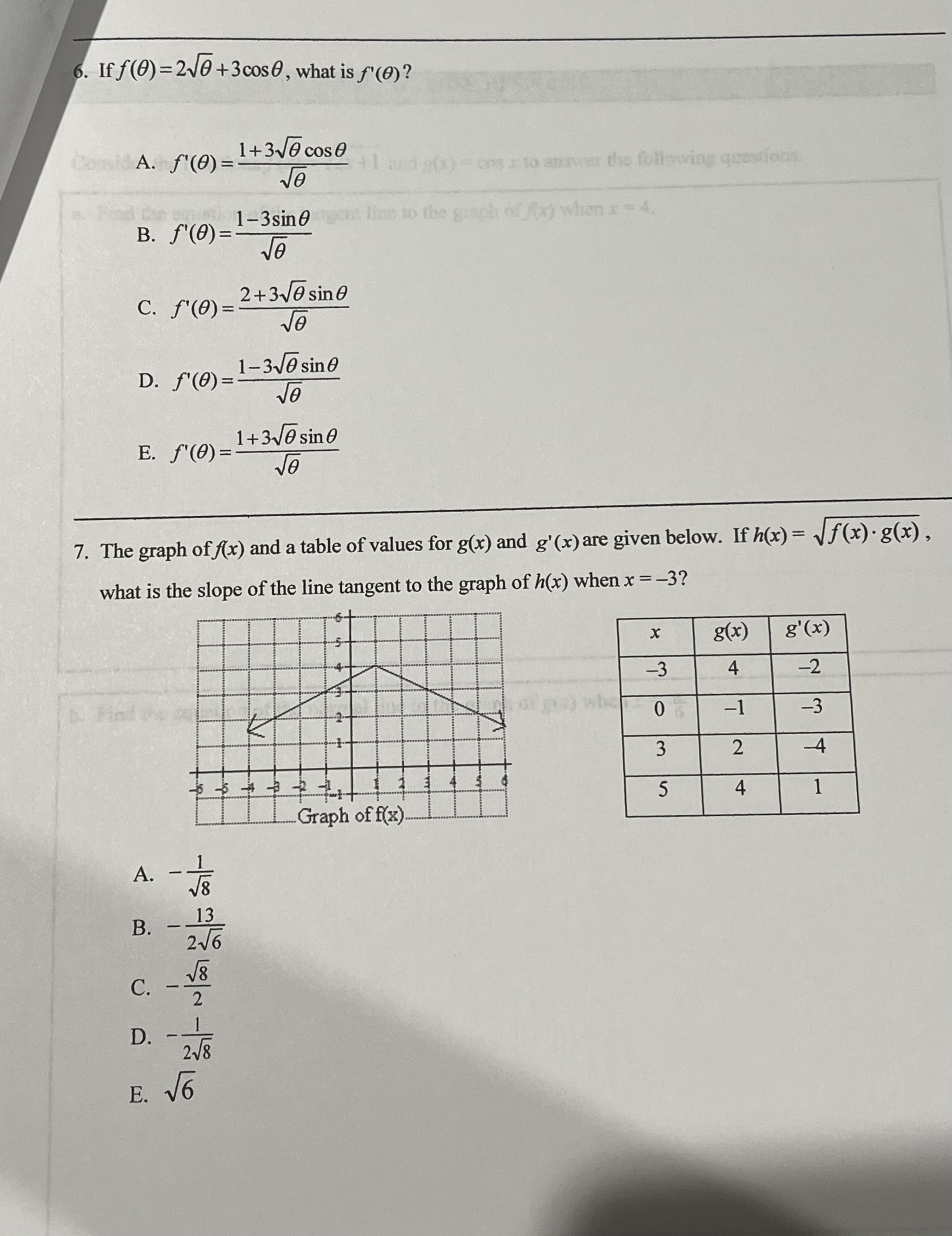 y-2 graph of (() when ? Free Response Part C-3 points total