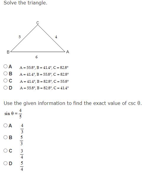 Cos 0 = W / N OA 2 5 5 OB 3