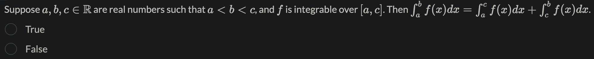 is integrable over [a, b] for any real number a, b E