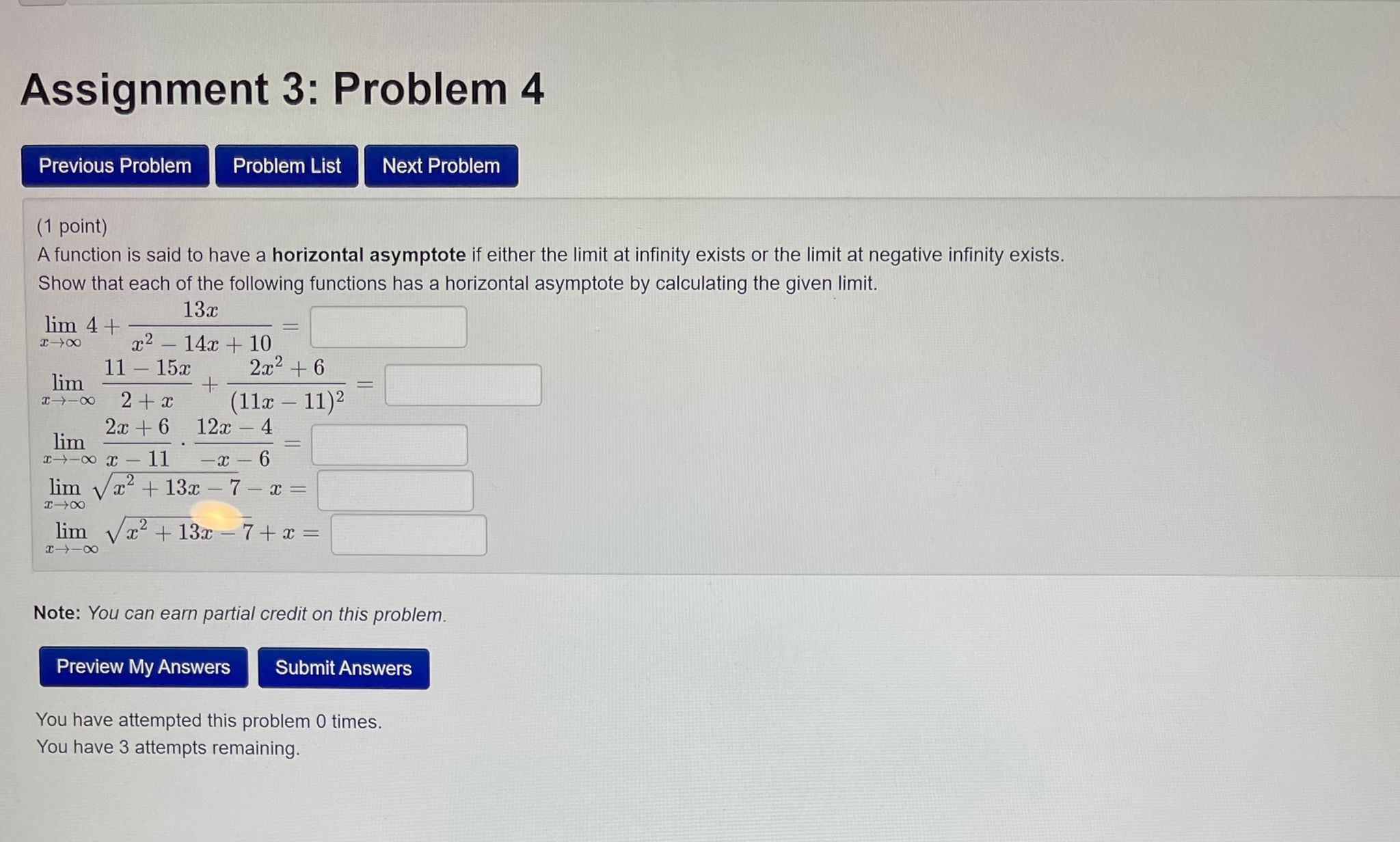  Assignment 3: Problem 4 Previous Problem Problem List Next Problem (1