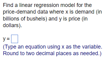 same for the price-demand data. Find the equilibrium price for corn. Price