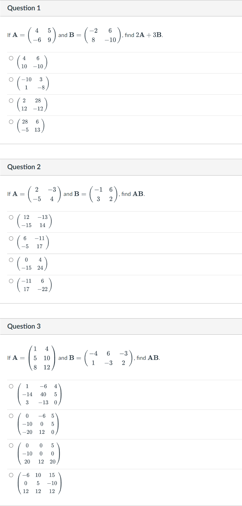  Question 1 4 5 If A = -2 6 - 6