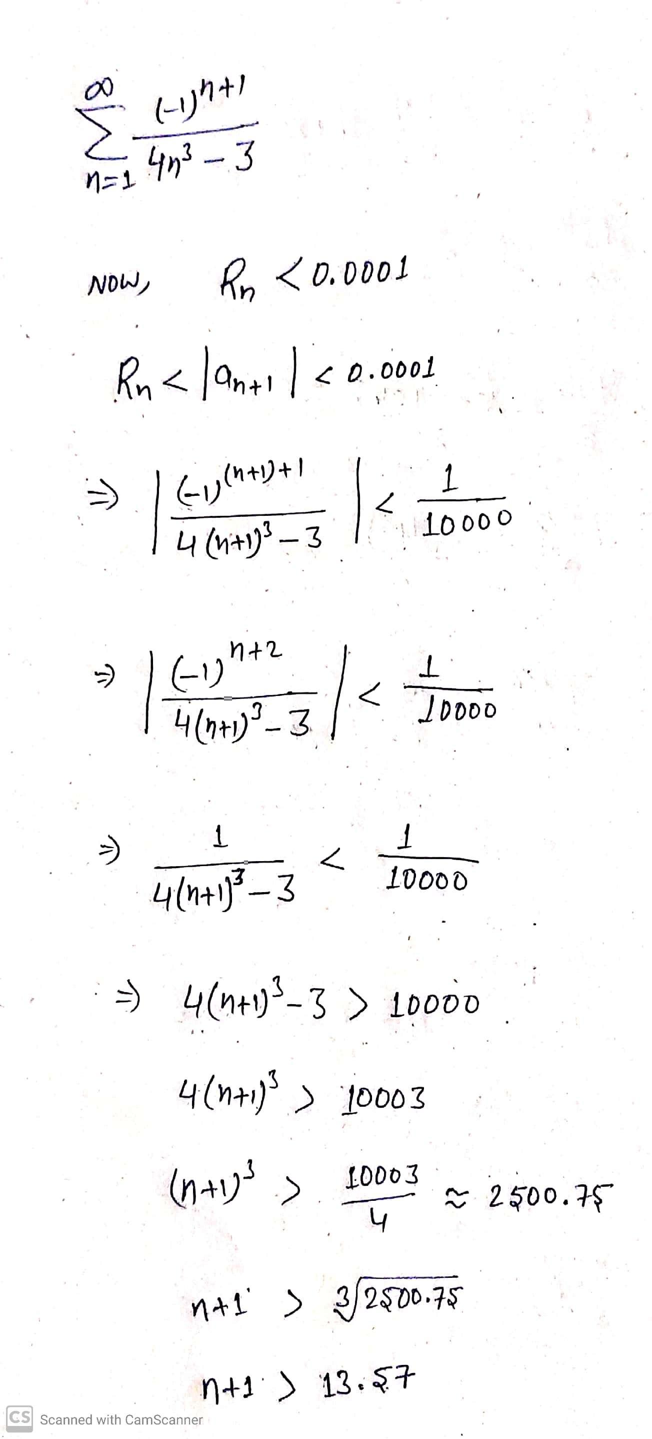 (-1)7+1 n = 1 9n3 - 8 XDetermine the smallest degree of