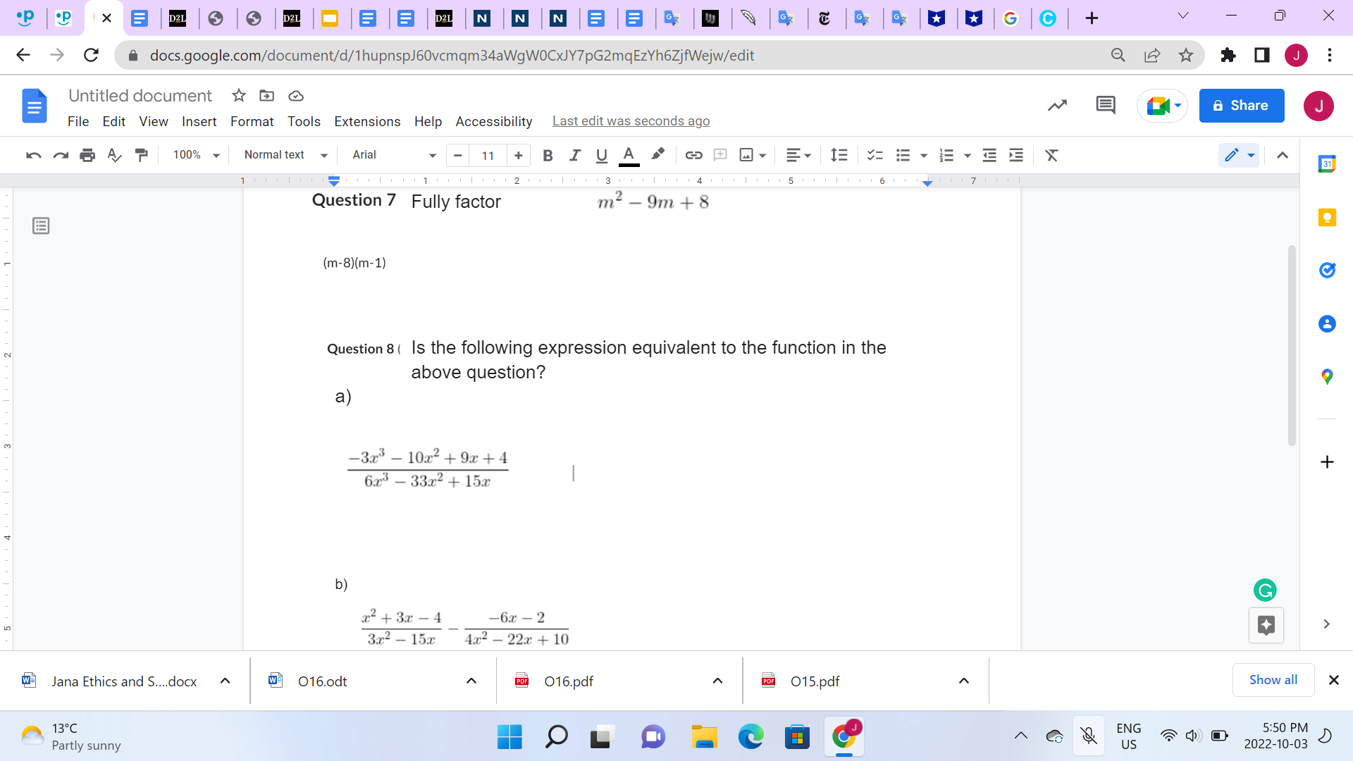  I'm looking for answer Q8 .p . p X D2L D2L