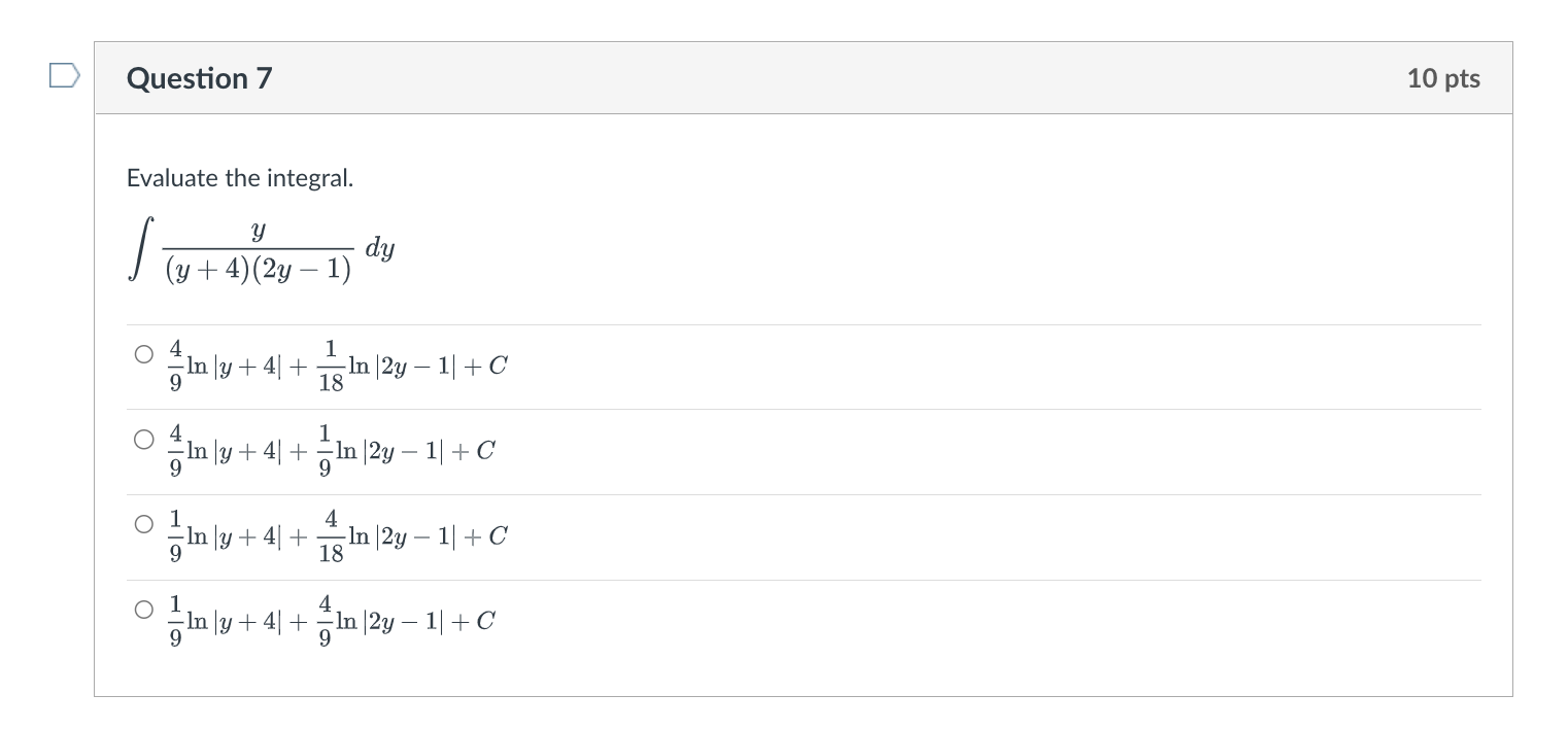  \fD Question 8 10 pts Evaluate the integral. 2 - 4