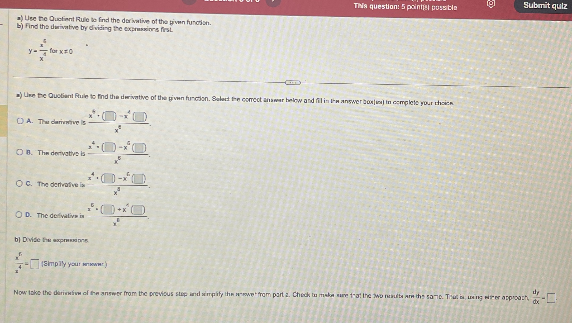  thank u This question: 5 point(s) possible Submit quiz a) Use