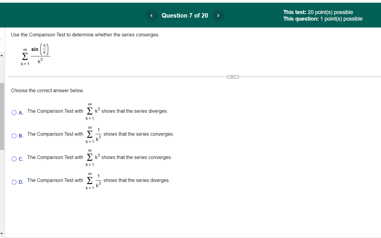 C. The Comparison Test with D. The Comparison Test with I8 M8