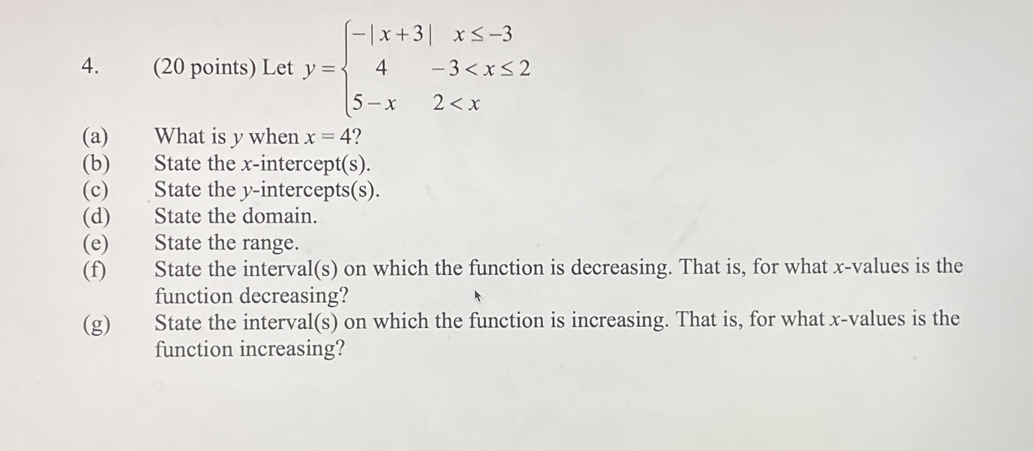 point (1, - 1). x 3 2. (5 points) Let f(x) where