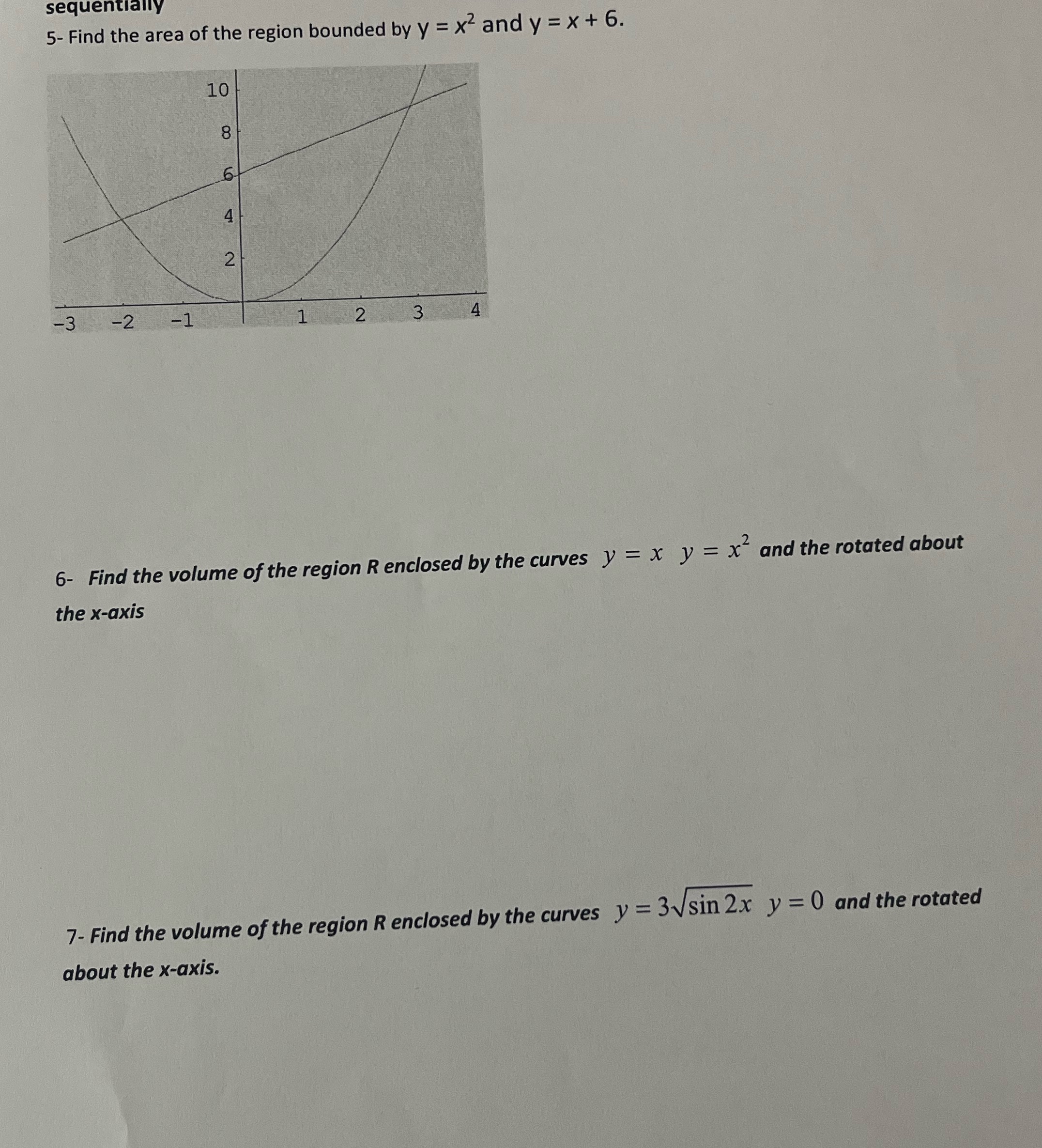 please and thank you! sequentially 5- Find the area of the region