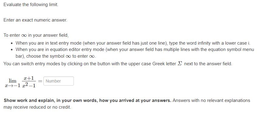 oo in your answer eld, . When you are in text entry