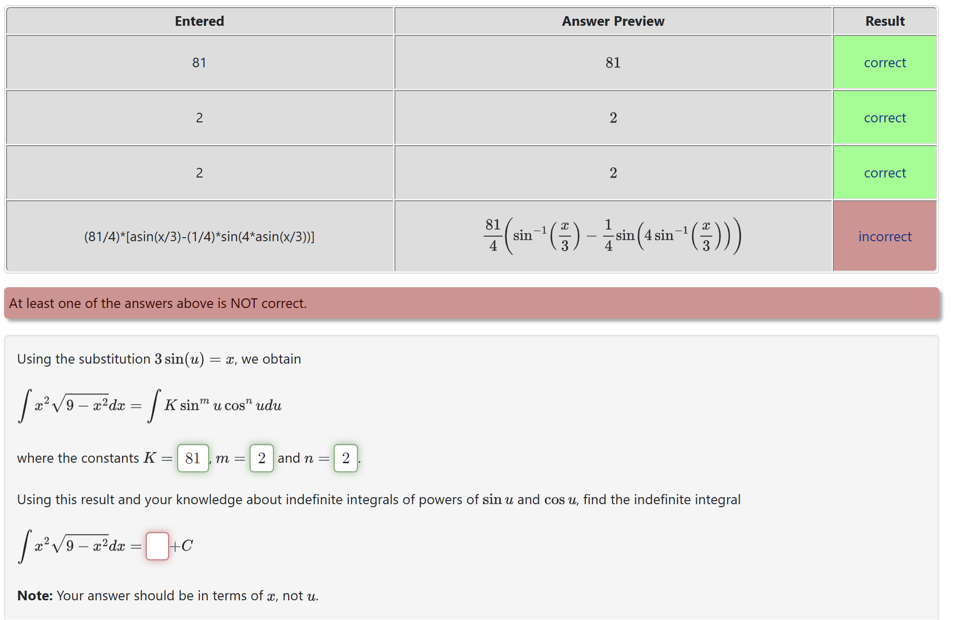 Entered Answer Preview Result 81 81 correct 2 2 correct 2