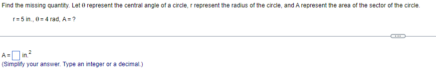 0 = 40 , s=? S= m (Type an integer or decimal