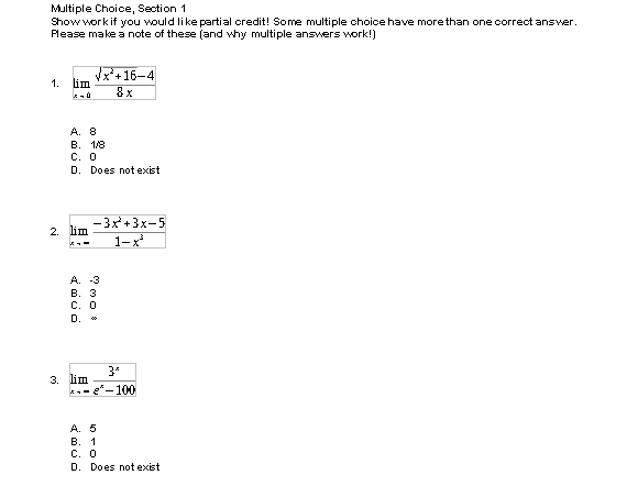 1 C. -1 D. Does not exist 5. Let/ be defined as