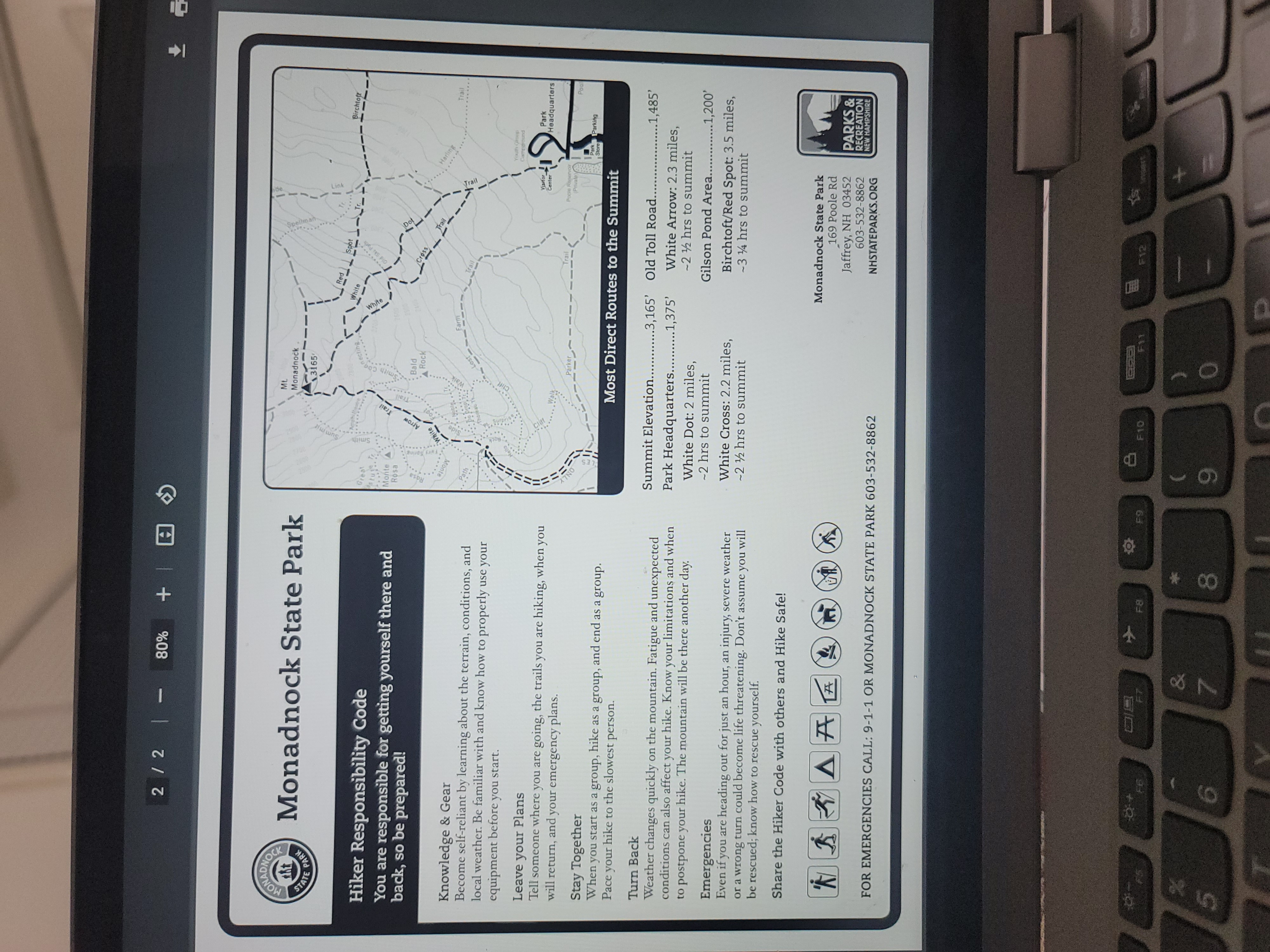 To RL 124 1600 1700 N.H. DIVISION OF PARKS & RECREATION DEPT.