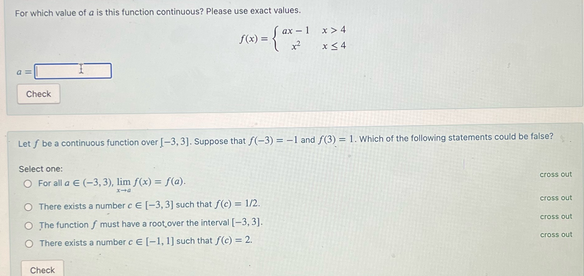 exact values. ax -1 x> 4 f (x ) = x 54