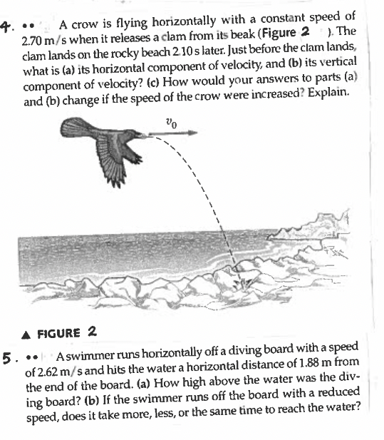 constant speed of 2.70 m/s when it releases a clam from its