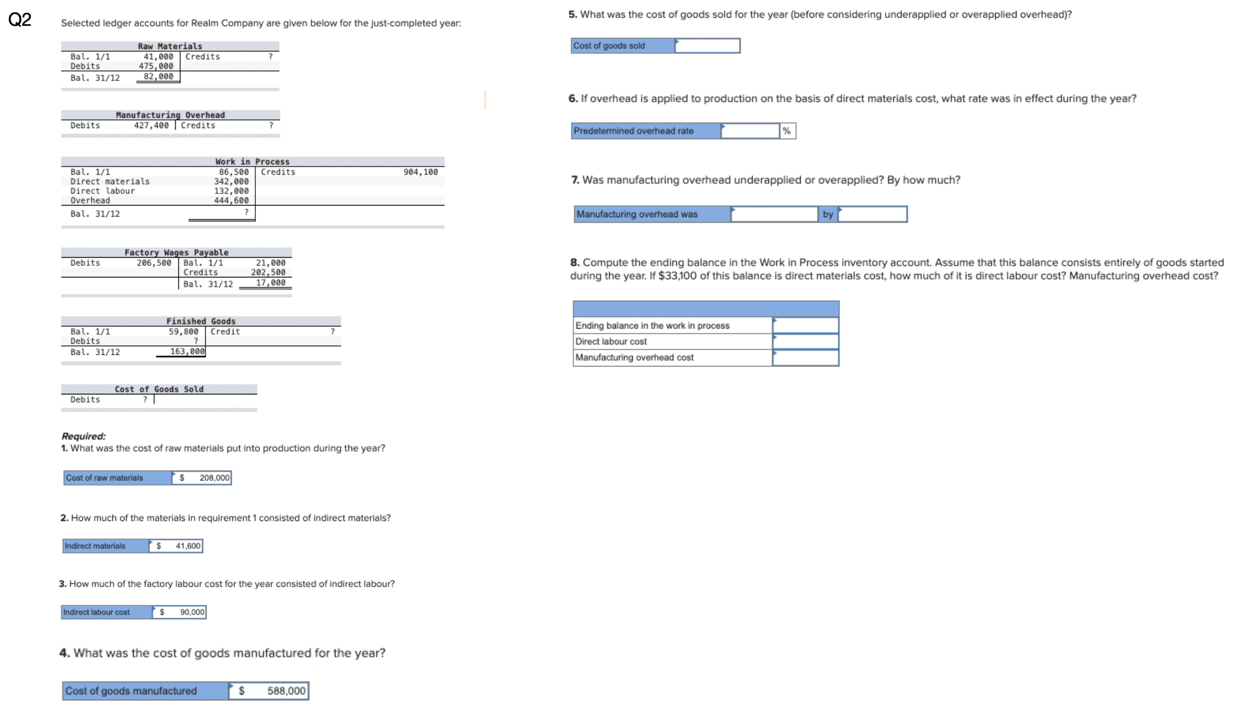 year: Ray Materials Bal. 1/1 Debits Bal. 31/12 41, 475 e 82